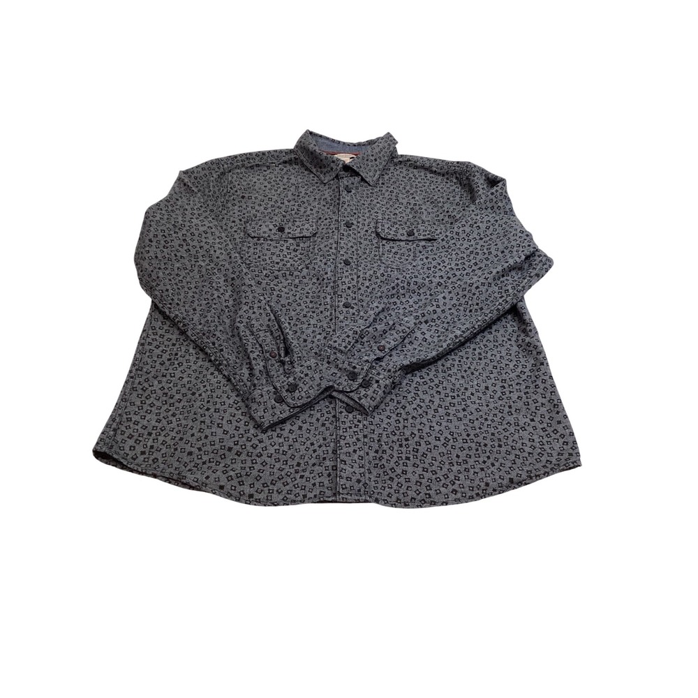 Carbon 2 Cobalt Mens Large Gray Geometric Diamond Print Cotton Button Down Shirt